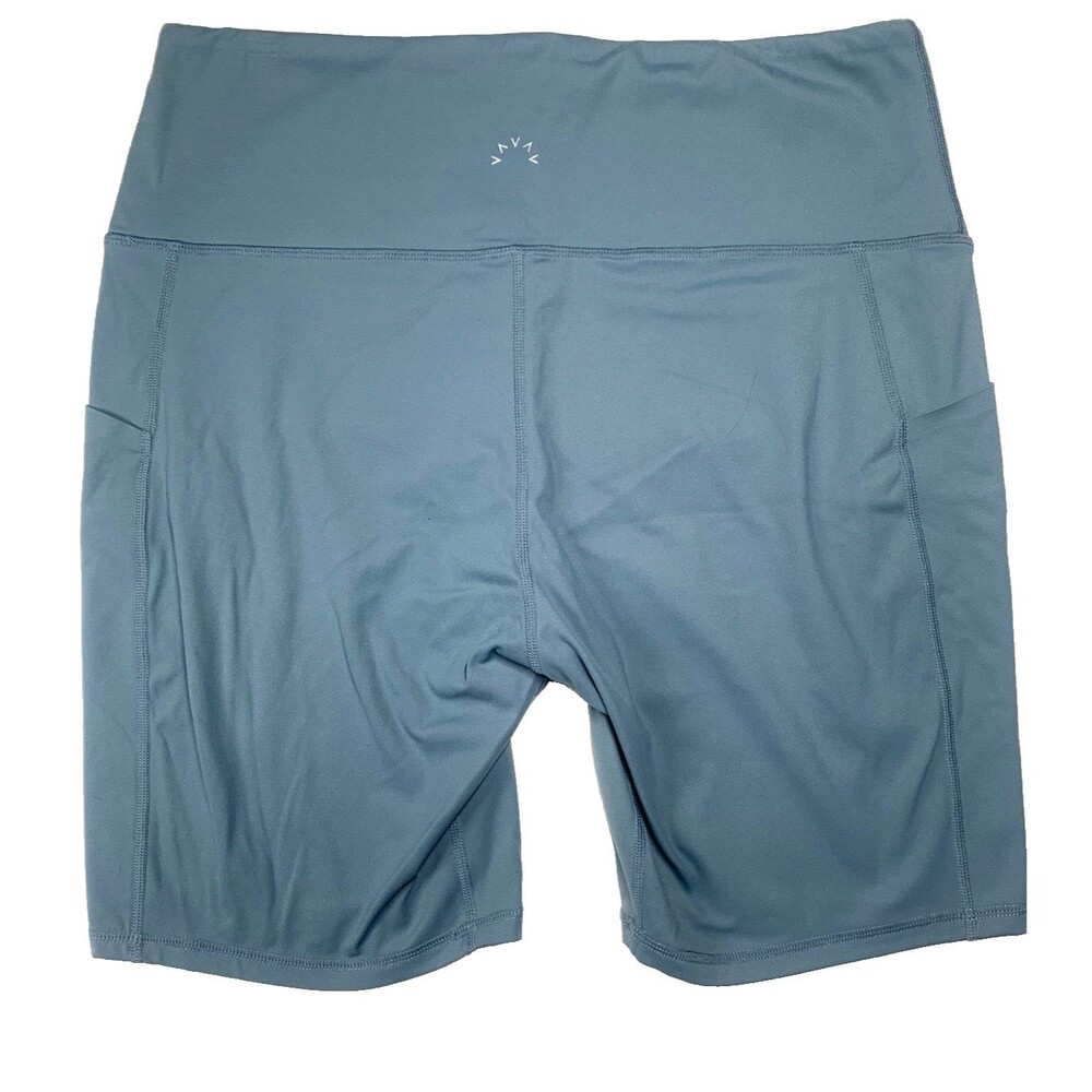 Varley Let's Move 7" Bike Shorts Size XL Blue High Waisted Pocket Athleisure